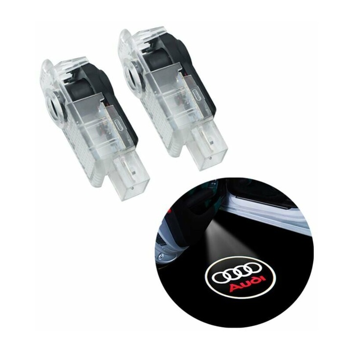 Set 2 Proiectoare LED pentru Usi AMRINUGL, 12V, 5W, ABS/Aluminiu, Iluminare Puternica