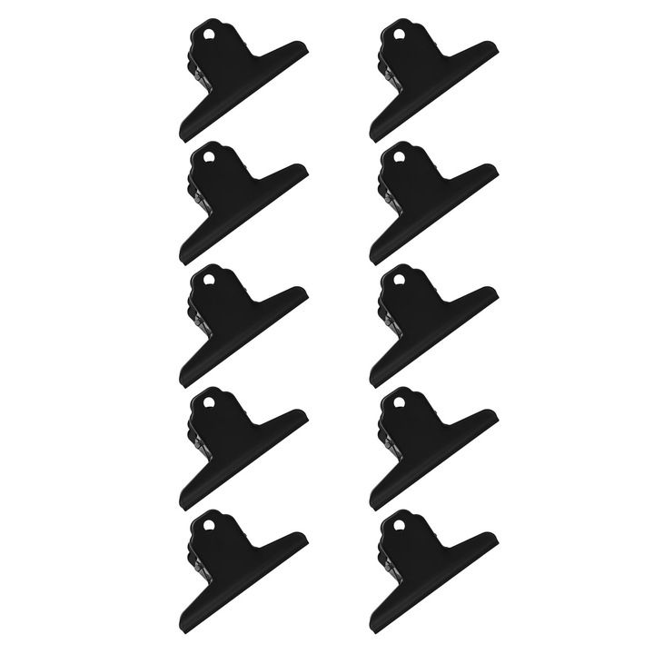 Комплект от 10 големи метални щипки с панти, черни, 100x55 мм