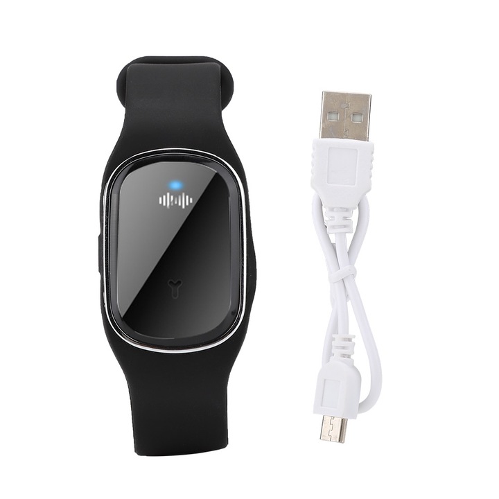 Bratara antimosquito ultrasonica M1, AMRINUGL, neagra, pentru adulti, copii, femei insarcinate si animale de companie