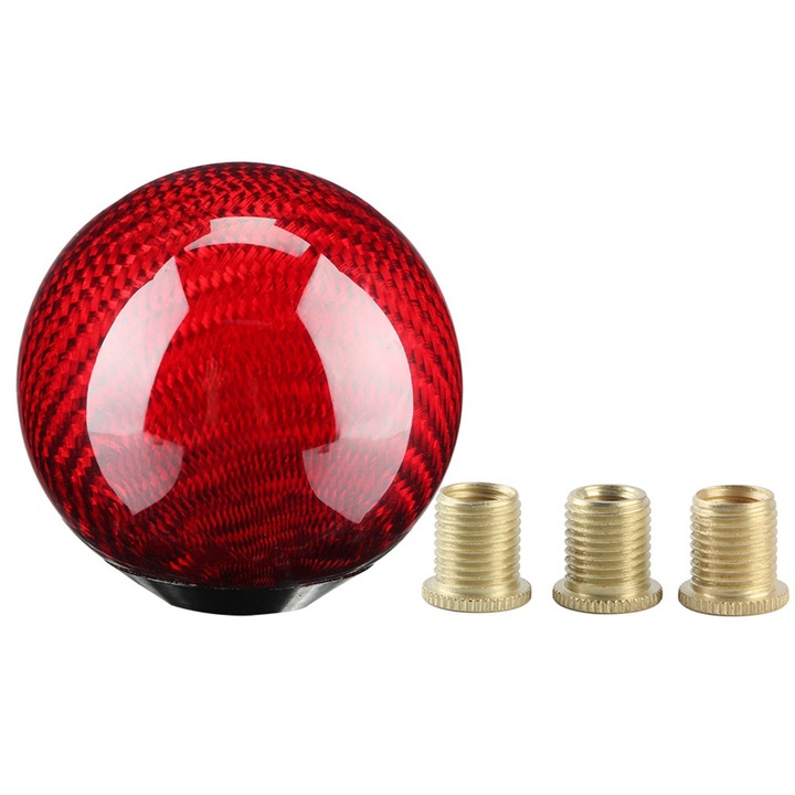 Универсална модификация на автомобил Ръчна топка за скоростен лост от карбонови влакна (червена)