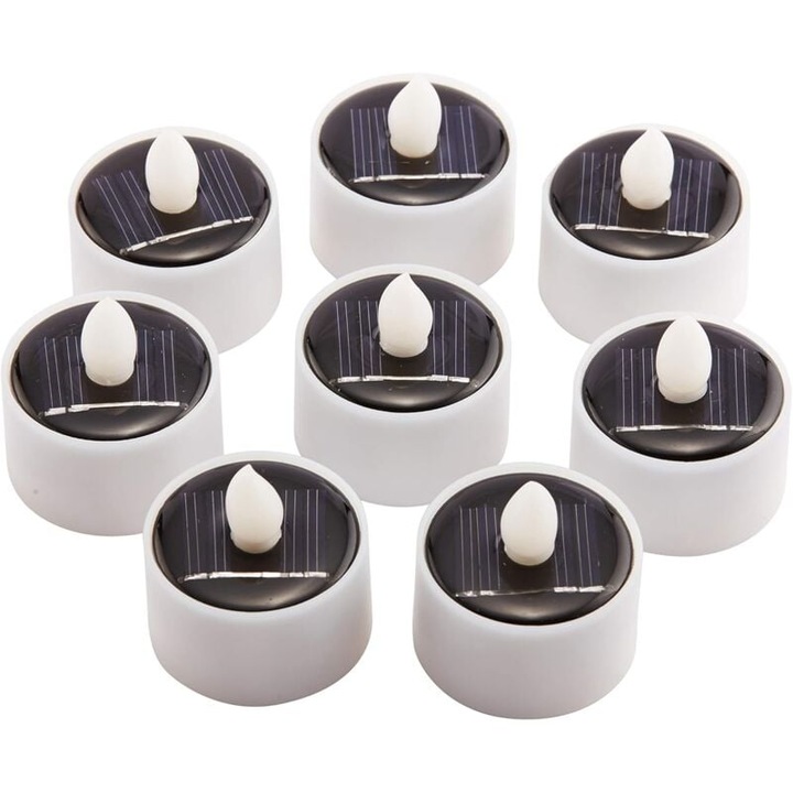 Set 8 lampi solare, AMRINUGL, lumanari LED, impermeabile, 5 ore autonomie, culoare chihlimbar