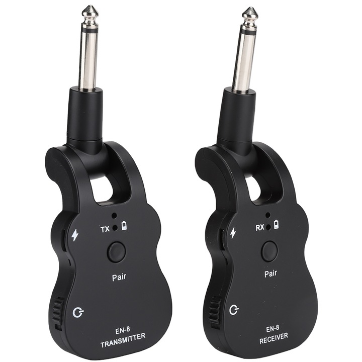 Set 2 pickup-uri wireless pentru chitara, AMRINUGL, plastic, 46 x 12 x 130 mm, negru