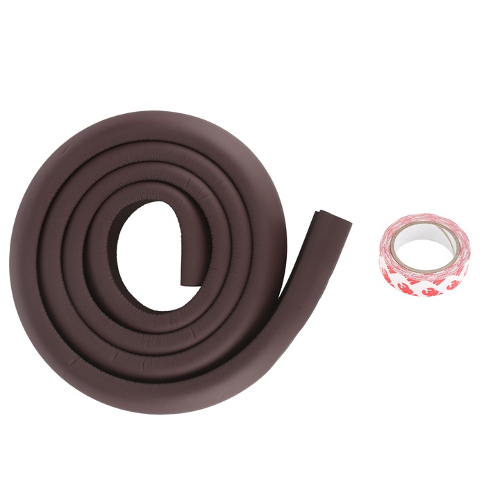 Protector colturi pentru copii AMRINUGL, 200x3.5cm, cauciuc spumat, cafea
