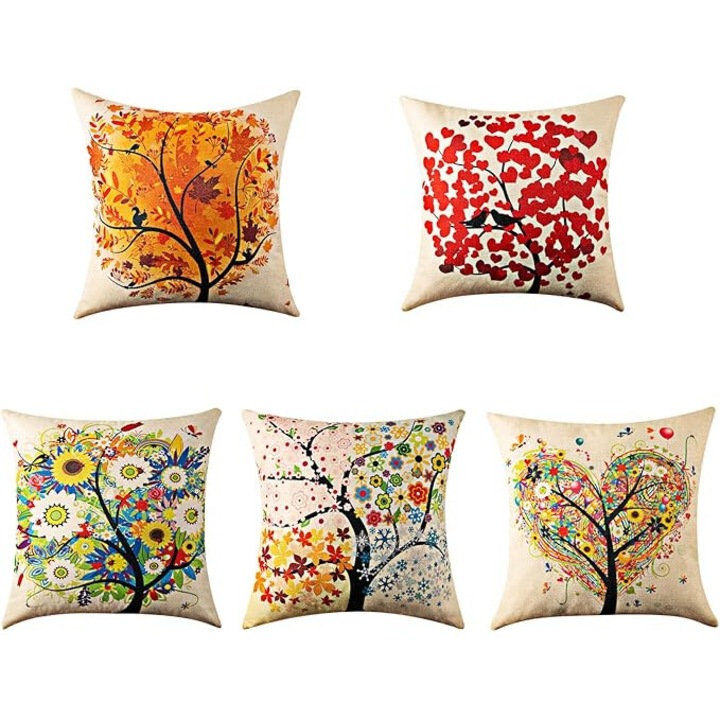 Set 5 fete de perna decorative, Amrinugl, Bumbac, 45x45cm, Multicolor