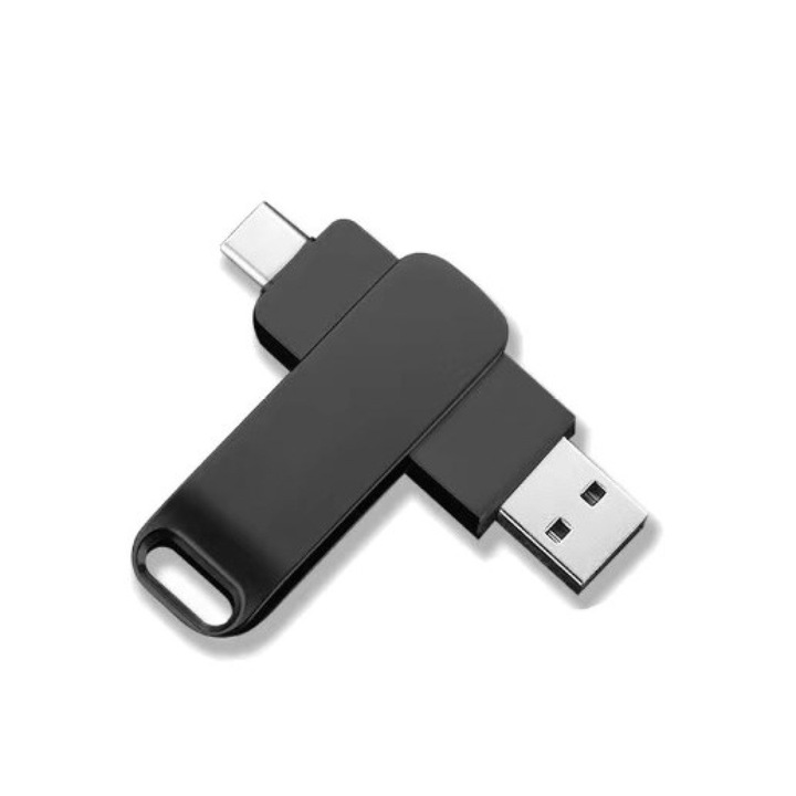 Memorie USB, AMRINUGL, 128GB, 2 in 1, negru, 12x65x10mm