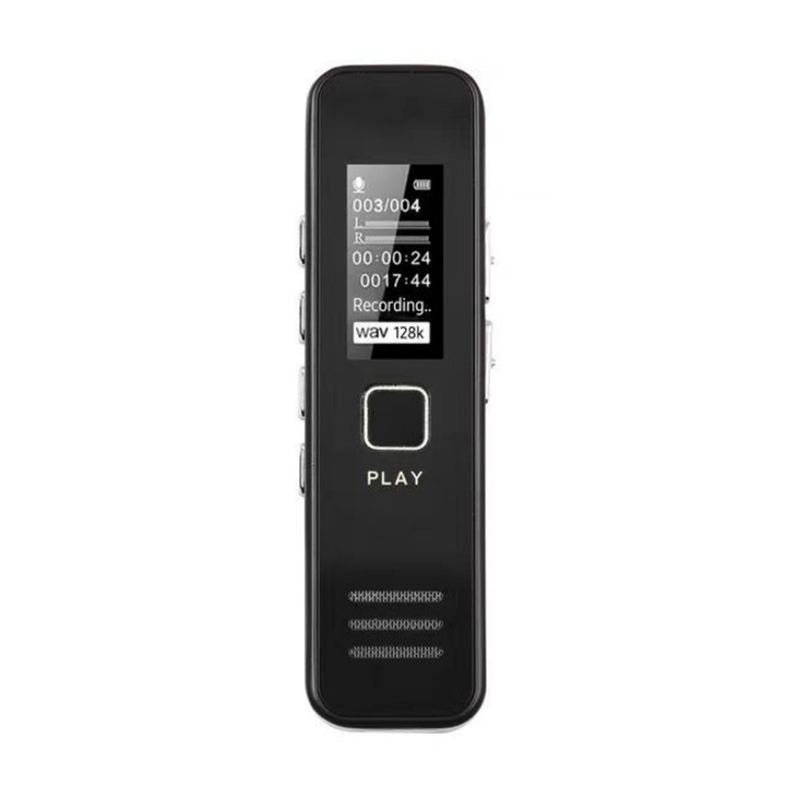 Цифров рекордер, AMRINUGL, 64 GB, гласова активация, USB-C, черен