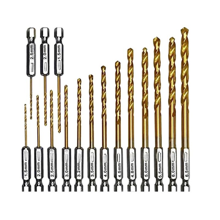 Set 16 burghie hexagonale, AMRINUGL, titan, schimbare rapida, auriu/argintiu