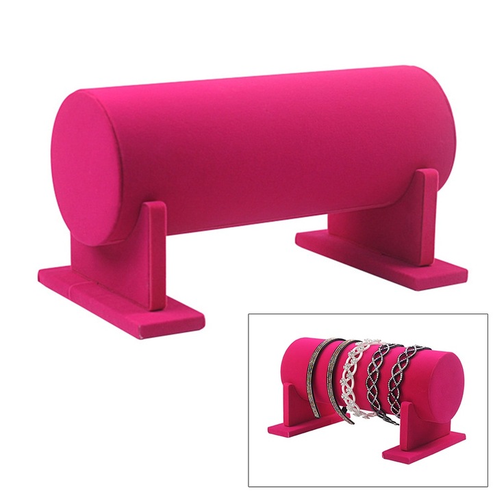 Suport bijuterii T-bar, AMRINUGL, material catifea, rosu, dimensiuni variate