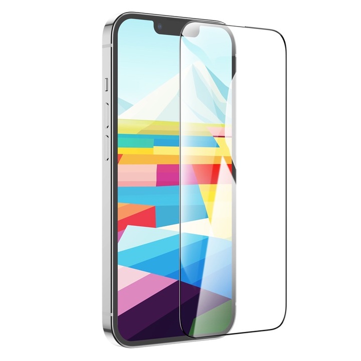 HOCO 5D G9 Secure Glass képernyővédő fólia, kompatibilis az iPhone 14 Plus/13 Pro Max telefonnal, fekete élekkel