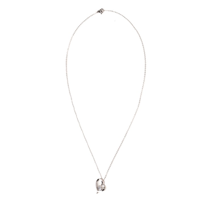 Colier dama AMRINUGL, pandantiv in forma de inima, decorat cu strasuri, placat cu cupru