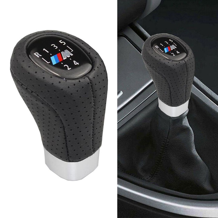 Bőr kézi váltógomb, 5 sebességes, M emblémával, BMW 3-as, 5-ös sorozathoz, E46, E90, E87, E36, E34 modellekhez