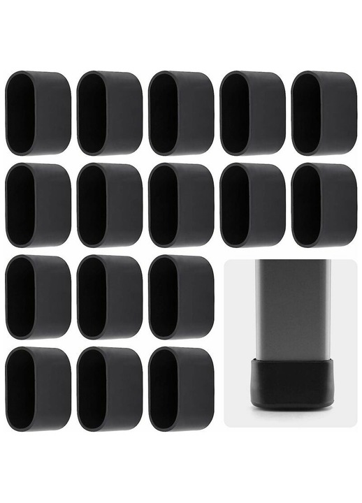 Set de 16 capace pentru picioare de scaun, AMRINUGL, 38x20mm, plastic, negru