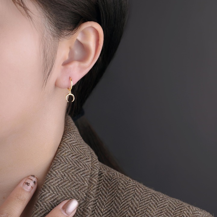 Női fülbevaló, Haiaveng, Réz, hipoallergén, 1,1x2 cm, arany