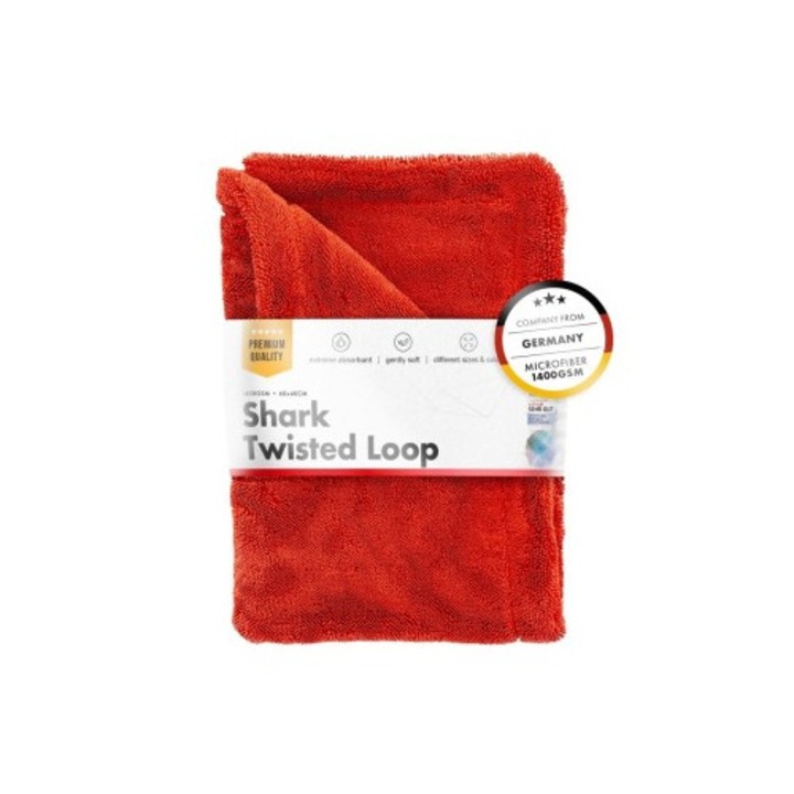 Ultra nedvszívó autótörlő Chemicalworkz Shark Twisted Loop Towel, 1400GSM piros 60x40 cm