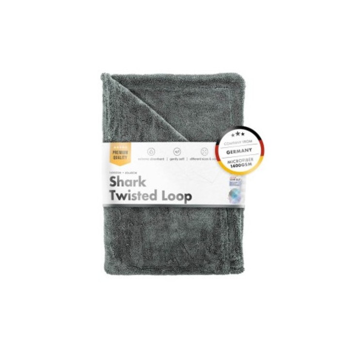 Ultra nedvszívó autótörlő Chemicalworkz Shark Twisted Loop Towel, 1400GSM szürke 60x40 cm