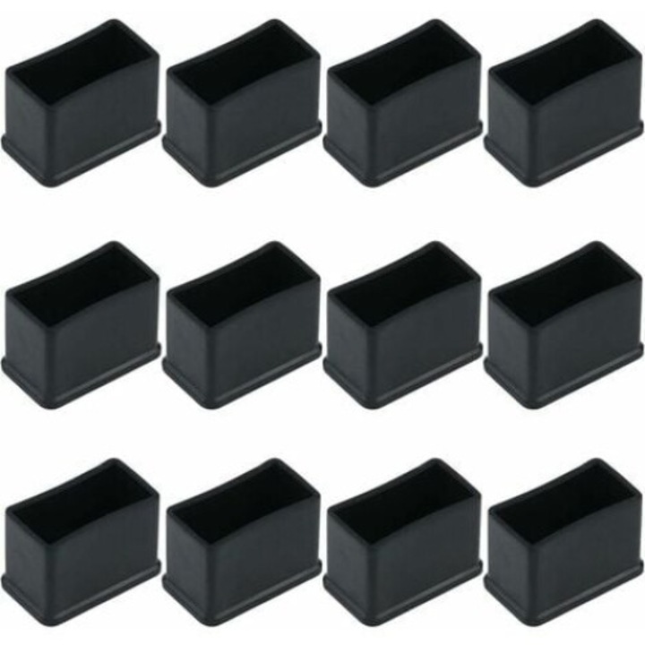 Set 12 capace pentru picioare de mobil, AMRNUGL, cauciuc, negru, 30x15mm