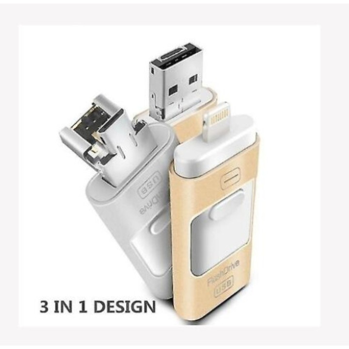 Jormftte 3 az 1-ben USB memória, 32 GB, OTG, iPhone, iPad, Android, PC készülékekhez, többszínű