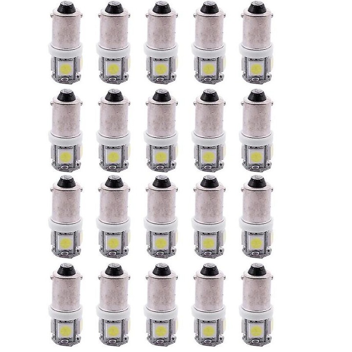 Set 10 Becuri LED Ba9S T4W 5 SMD 5050 pentru Iluminat Interior Auto, BGHYHYHI, 12V