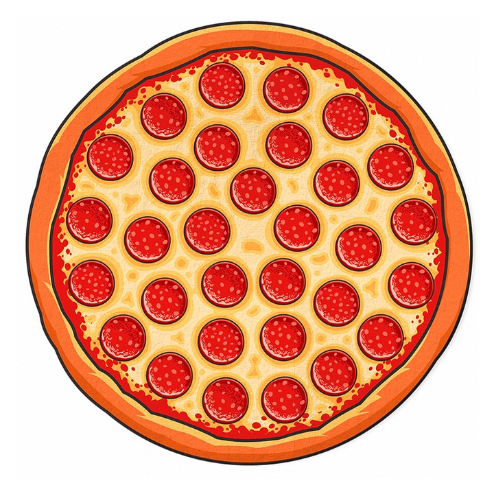 Плажна кърпа модел Гигантска пица, мек фланел, бързосъхнеща, 150x200см