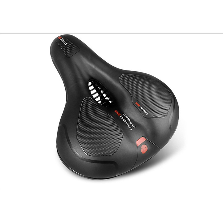 Велосипедно седло, ергономичен дизайн, гелна конструкция, амортисьор с двойна пружина, за MTB и сгъваеми велосипеди