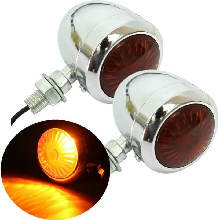 Комплект хромирани мигачи за мотоциклет 12V 10W 21см