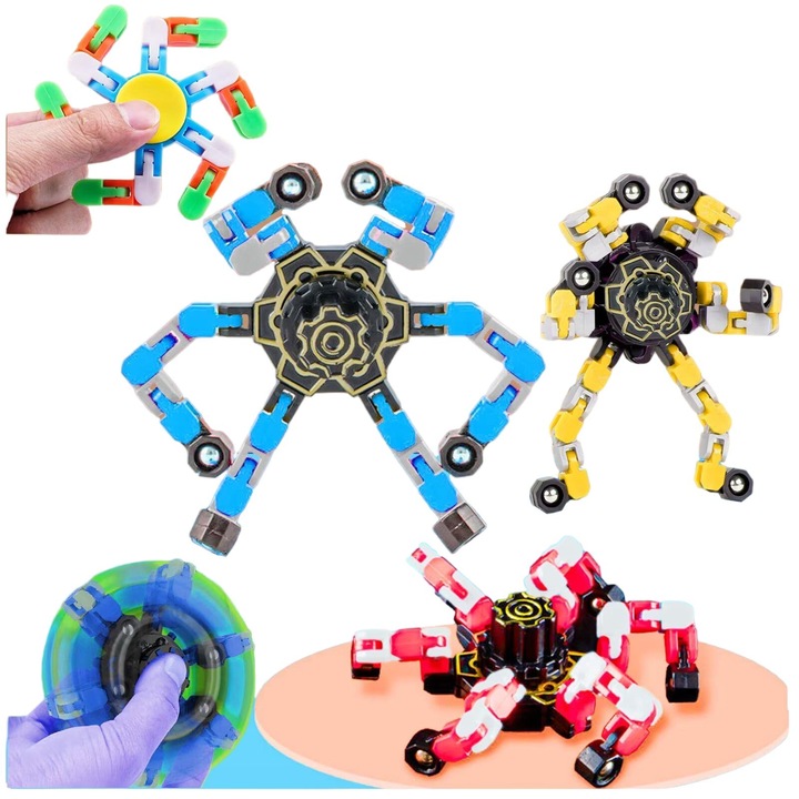 Jucarii-Copii Senzoriala-Antistres Fidget-Spinner Puzzle-Blocuri Constructie-Creativ Jocuri-Jucarie - 3 Set Jocuri Constructie Educativ si Creativ decompresie Copii Jucarii Pentru Craciun Ziua de nastere Vacanta, Antistres, Multicolor