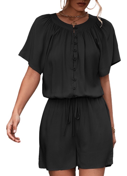 Rovid, csipkes kombine AMRINUGL, polieszter, Fekete