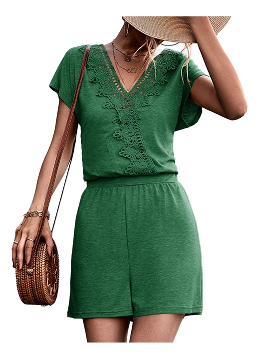 AMRINUGL női jumpsuit, poliészter/pamut, zöld, 2XL INTL