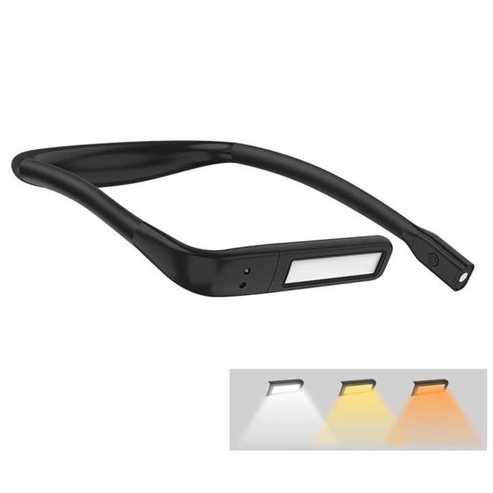 Hordozható olvasólámpa, rugalmas, LED, fekete, 250x160x30mm, 1800mAh