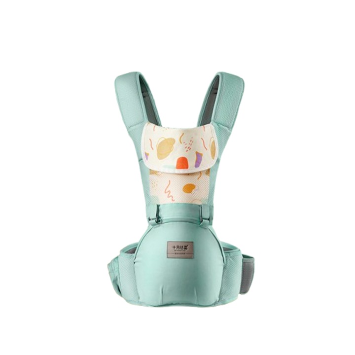 Marsupiu bebelusi cu suport, Bumbac/Poliester, 3.5-20Kg, Verde