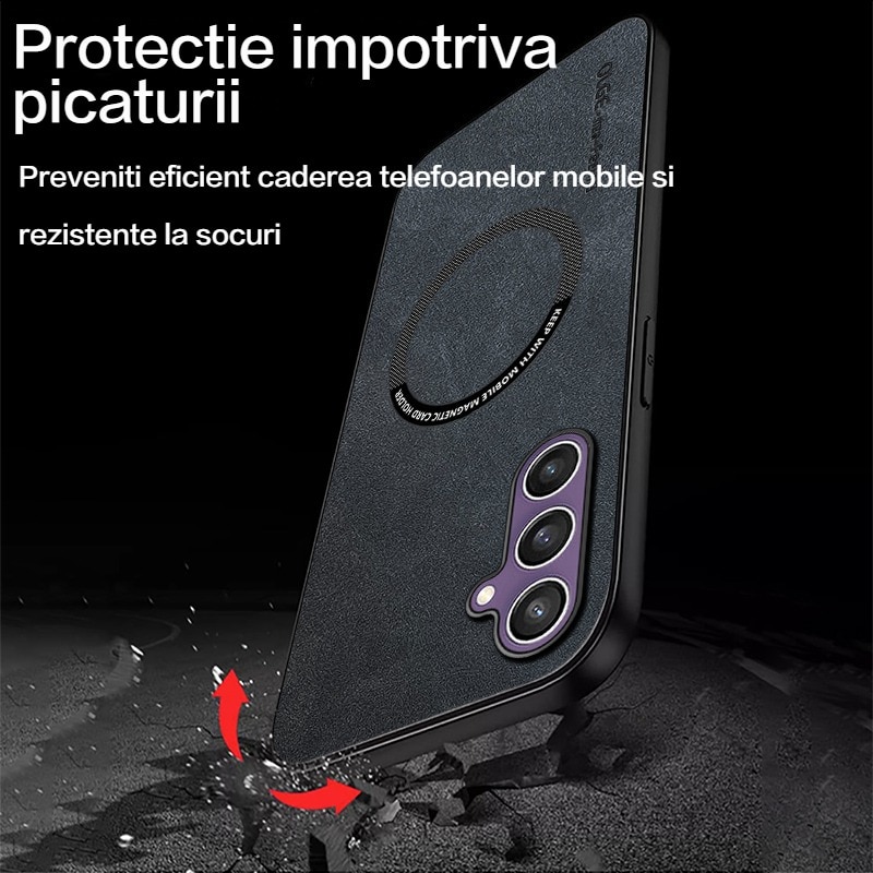 Husa telefon pentru Samsung Galaxy S24 plus, compatibila MagSafe, Antisoc, Negru