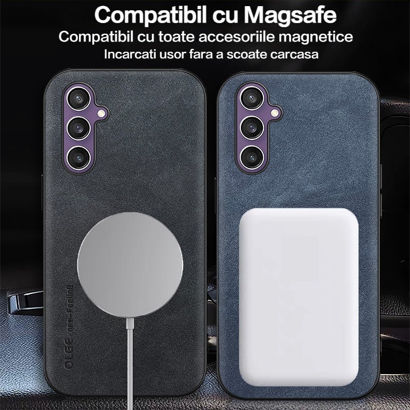 Husa telefon pentru Samsung Galaxy S24 plus, compatibila MagSafe, Antisoc, Negru