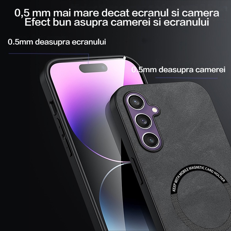 Husa telefon pentru Samsung Galaxy S24 plus, compatibila MagSafe, Antisoc, Negru