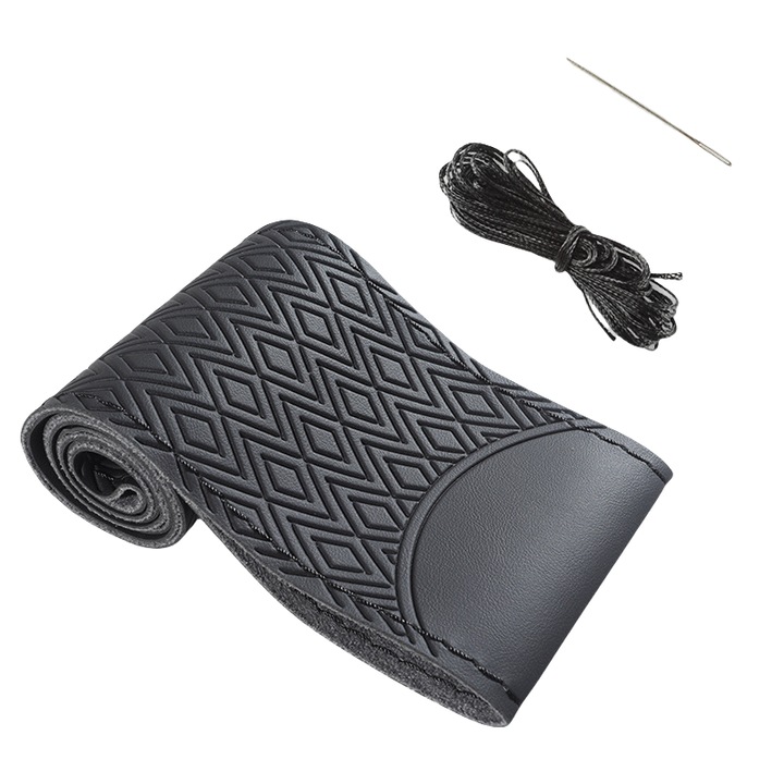 JESWO kormányburkolat, Perforált bőr, Csúszásmentes, Légáteresztő, Fekete, 38cm, 3 darabos szett