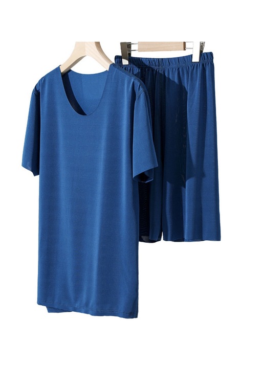 Rövid férfi pizsama szett, Amrinugl, Silk, Blue, XL INTL
