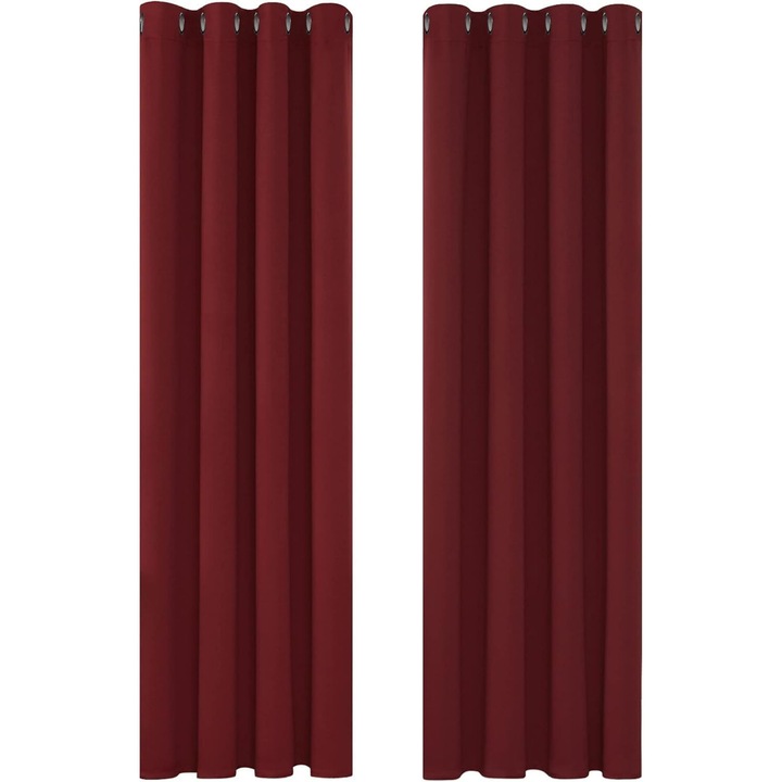 Комплект от две завеси, Atmosphera, непрозрачни, топлоизолиращи, с халки, 135x240см, бордо