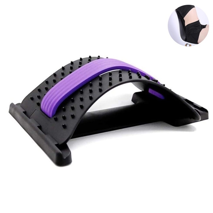 Dispozitiv de intindere a spatelui, Cozevdnt, design ergonomic, mov/negru, material ABS, ajustabil