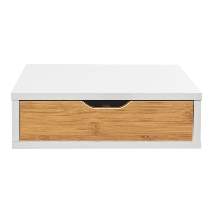 [en.casa] Fiókos asztali tároló Vieremä 9 x 30 x 31 cm asztali rendező polc/4 rekeszes fiókkal 12mm forgácslap fehér / bambusz hatású