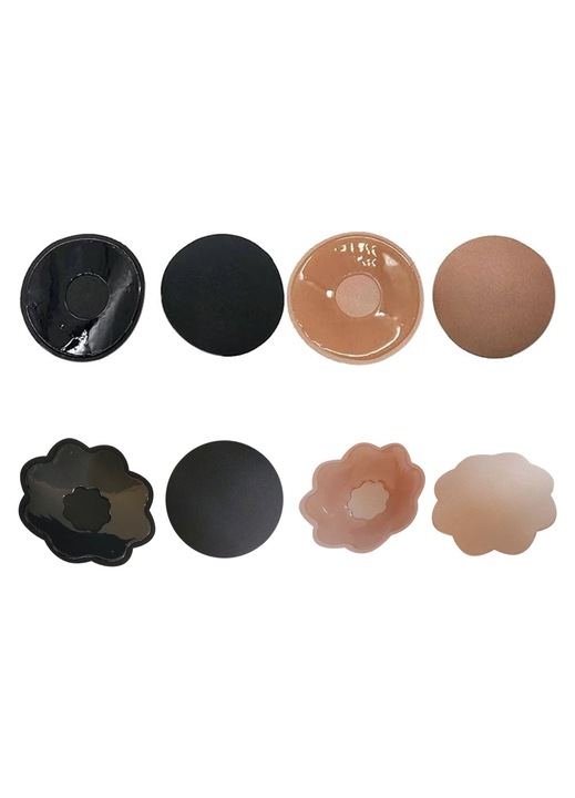 Set 4 perechi plasturi, Amrinugl, Silicon, Negru/Bej, One Size INTL