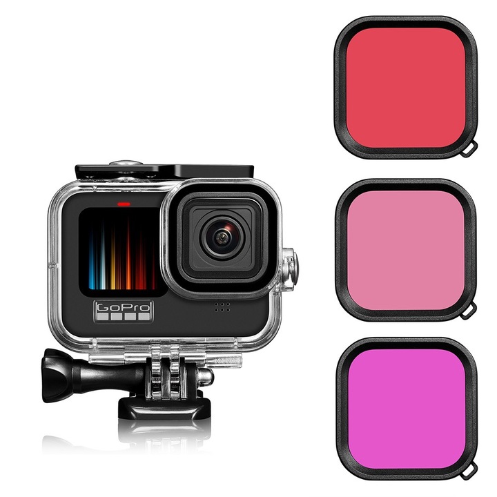Geanta protectie HERUSI pentru camera, 24.5x15.5x5cm, ABS acrilic, set 3 filtre
