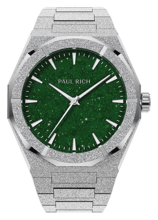 Ceas Paul Rich Barbatesc Quartz, Argint, Verde, 5 ATM, cu bratara din inox