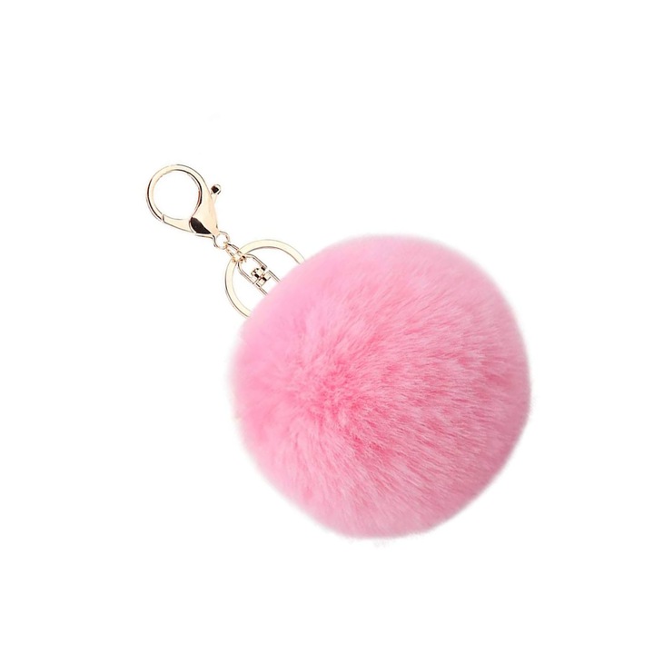 Breloc Pompom, Plus, roz, 8cm