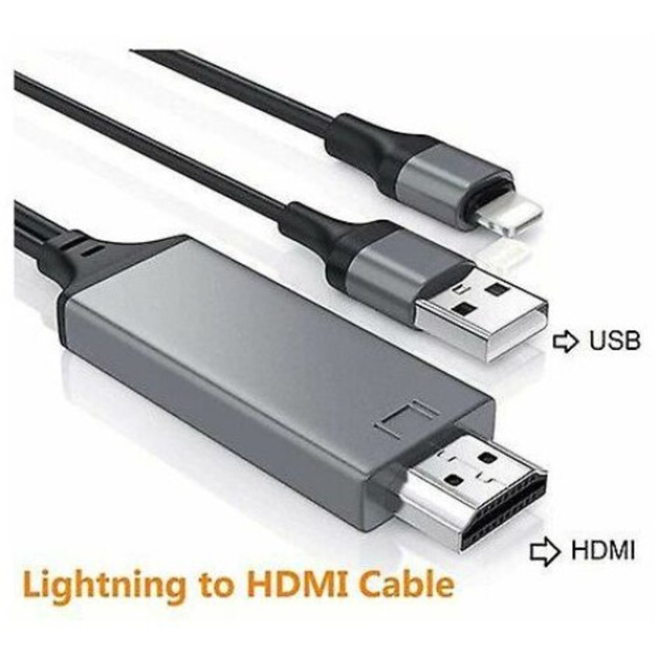 HDMI 1080P адаптерен кабел, AMRINUGL, 2м, съвместим с iPhone 11/x/xs/xr/8/7