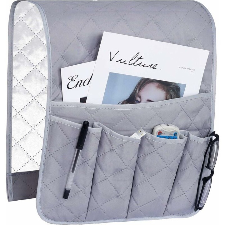 Karfa rendszerező kanapéhoz/fotelhez, AMRINUGL, poliészter, 88 x 33 cm, szürke