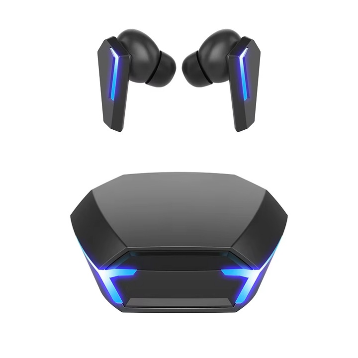 Casti gaming wireless, Lumina respiratiei, Bluetooth 5.2, In-ear, Negru
