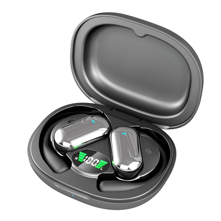 Vezeték nélküli fülhallgató, HIFI hangminőség, HD mikrofon, Intelligens teljesítmény kijelző, Kényelmes viselet, Érintésvezérlés, Bluetooth 5.4, Alacsony késleltetés, IPX5 vízálló, Univerzális kompatibilitás, Fekete