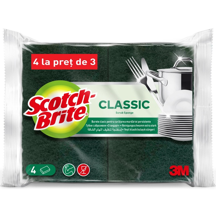Scotch-Brite Classic szivacs, 4 db 3 áráért, 4 db/csomag