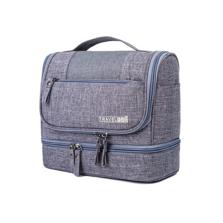 Чанта за козметика, Mindblower, Travel, 25 x 21 x 13 cm, компактна и просторна, Улеснява достъпа и спестява място, Сива