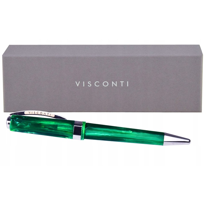 Stilou cu bila elegant, M, Verde, 14 cm, rasina acrilica, mecanism de torsiune, Visconti