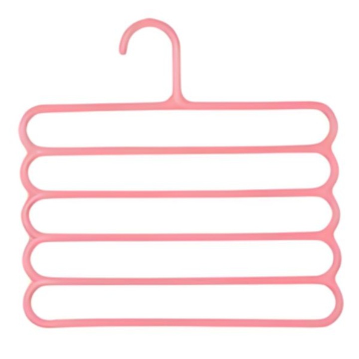 Umeras Mercaton din Plastic, Antiderapant si Multifunctional pentru Organizarea Hainelor, cu 5 Pozitii, 31x31 cm, Roz